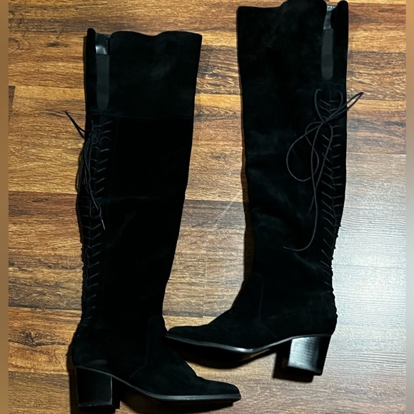 Aldo Womens Black Real Suede Over The Knee Ryder BootsSize 7 Pointed Toe - Picture 4 of 6